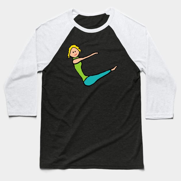 Pilates Baseball T-Shirt by Mark Ewbie